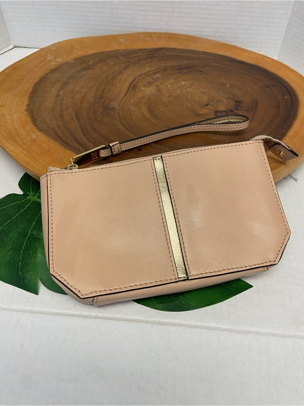 Ivanka Trump Nude & Gold Wristlet Clutch